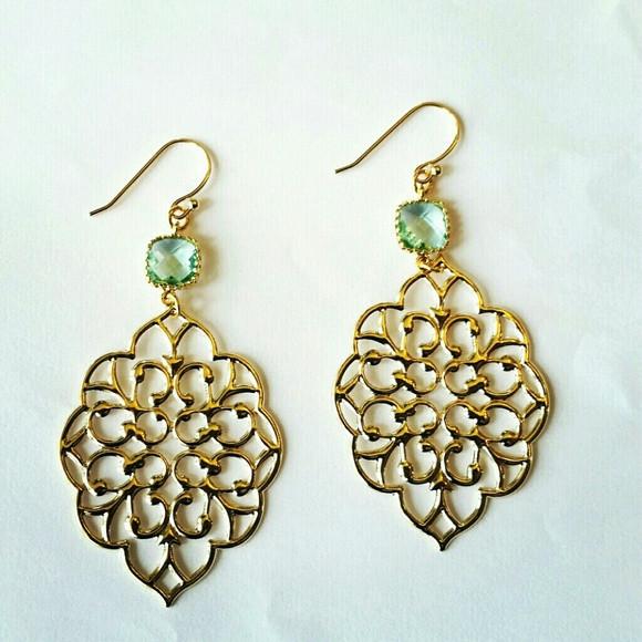 Gold Bohemian Erinite Chandelier Earrings