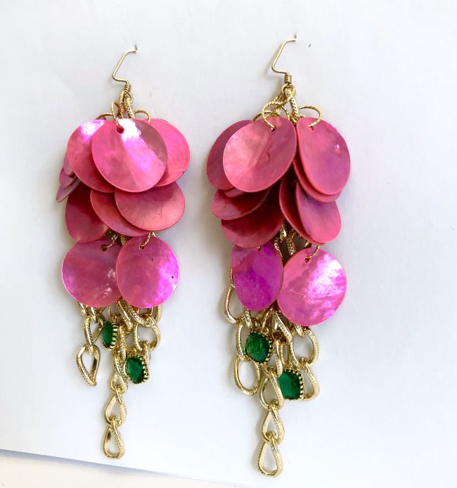 Sophia Pink Shell Gold Earrings - Image 2