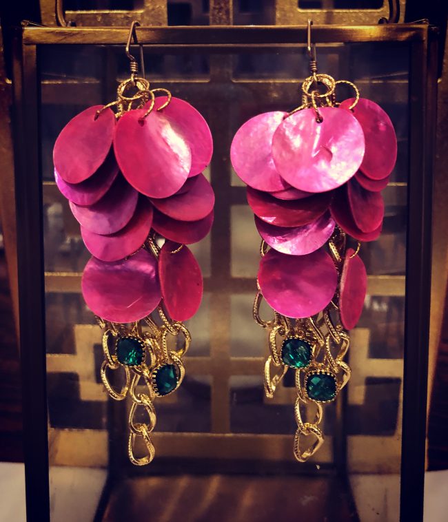 Sophia Pink Shell Gold Earrings - Image 3
