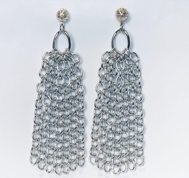 Silver Chain Tassel Earrings