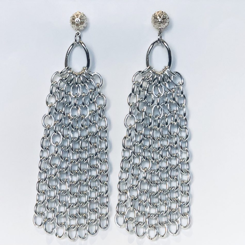 Silver Chain Tassel Earrings