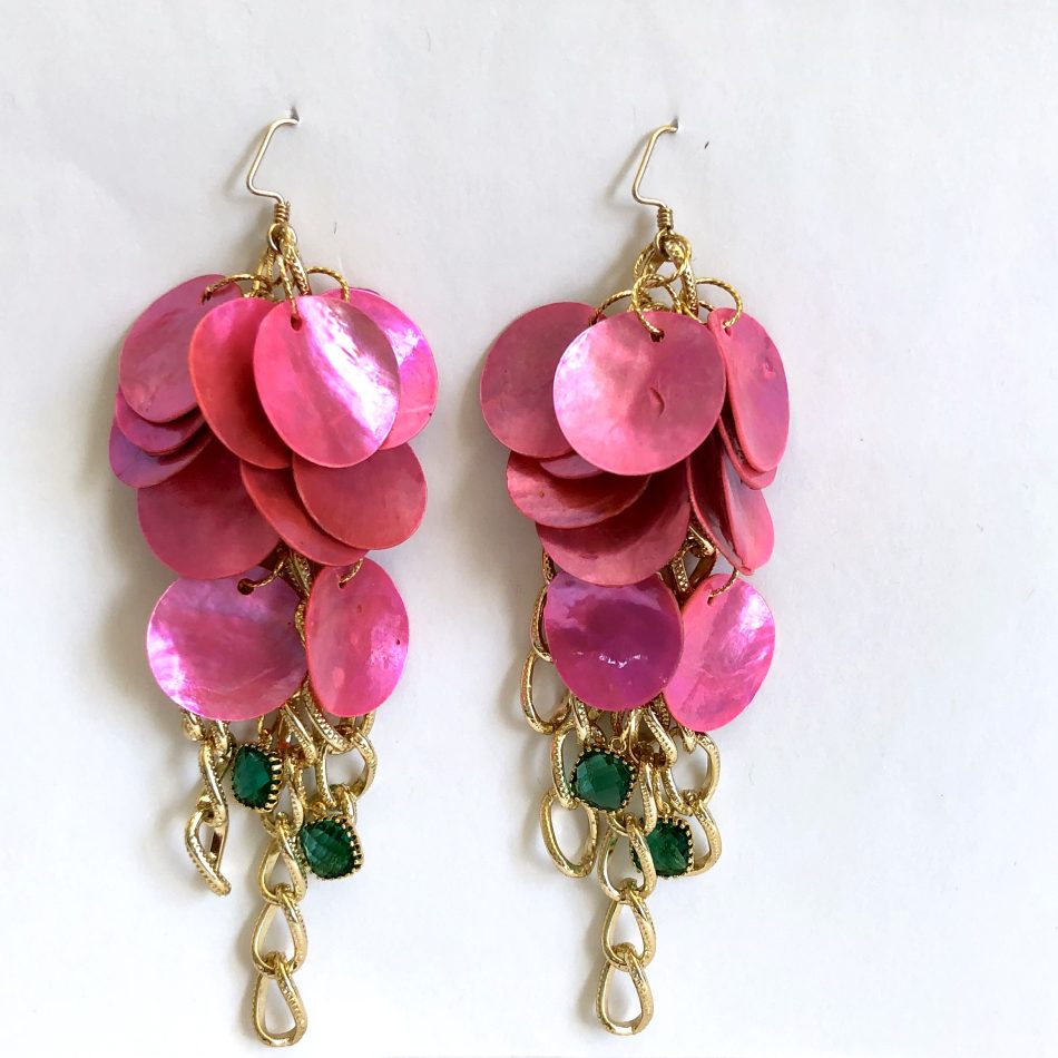 Sophia Pink Shell Gold Earrings