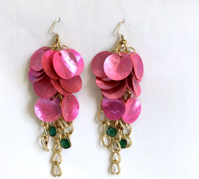 Sophia Pink Shell Gold Earrings - Image 4