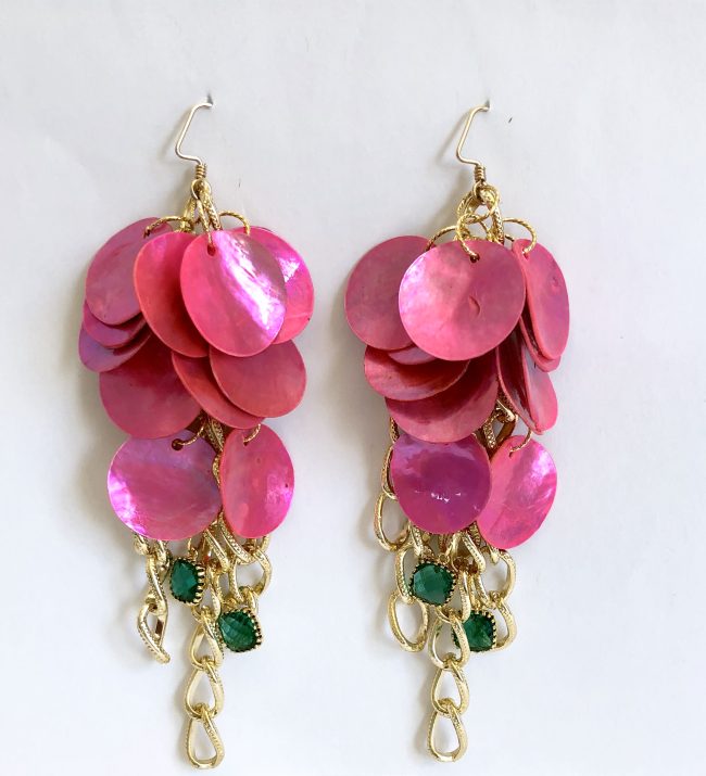 Sophia Pink Shell Gold Earrings - Image 5