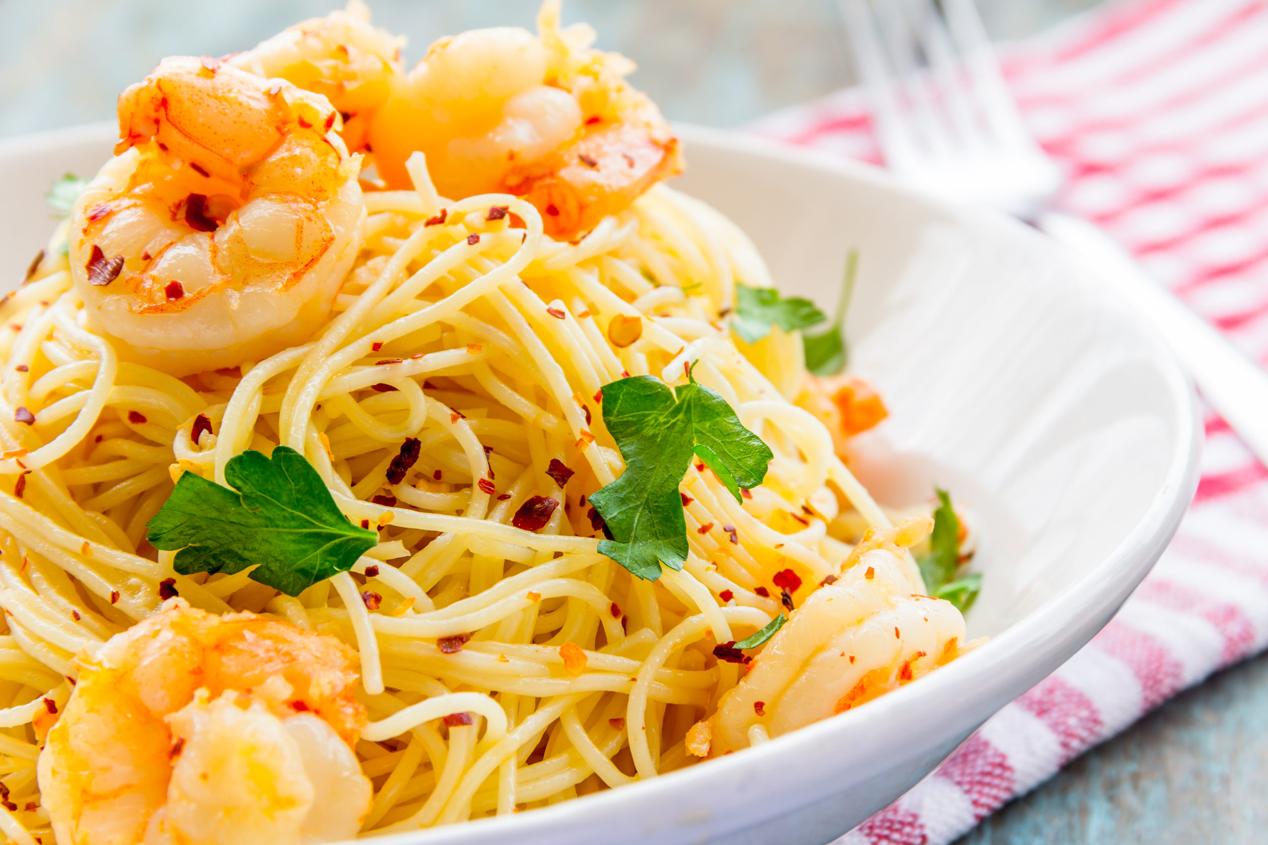 Garlic butter shrimp pasta dinner recipe 